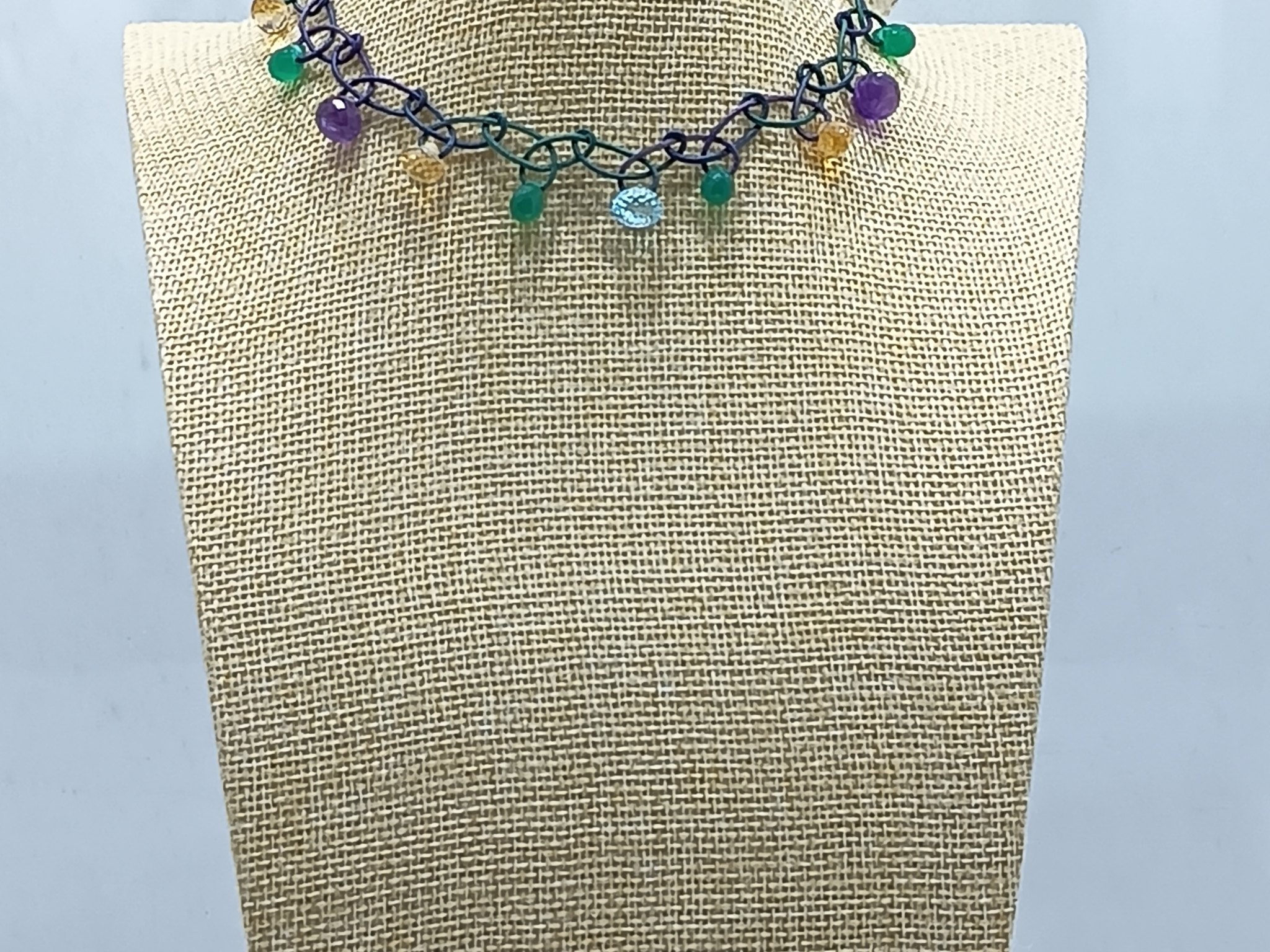 Collar Lys de cuero con Topacio