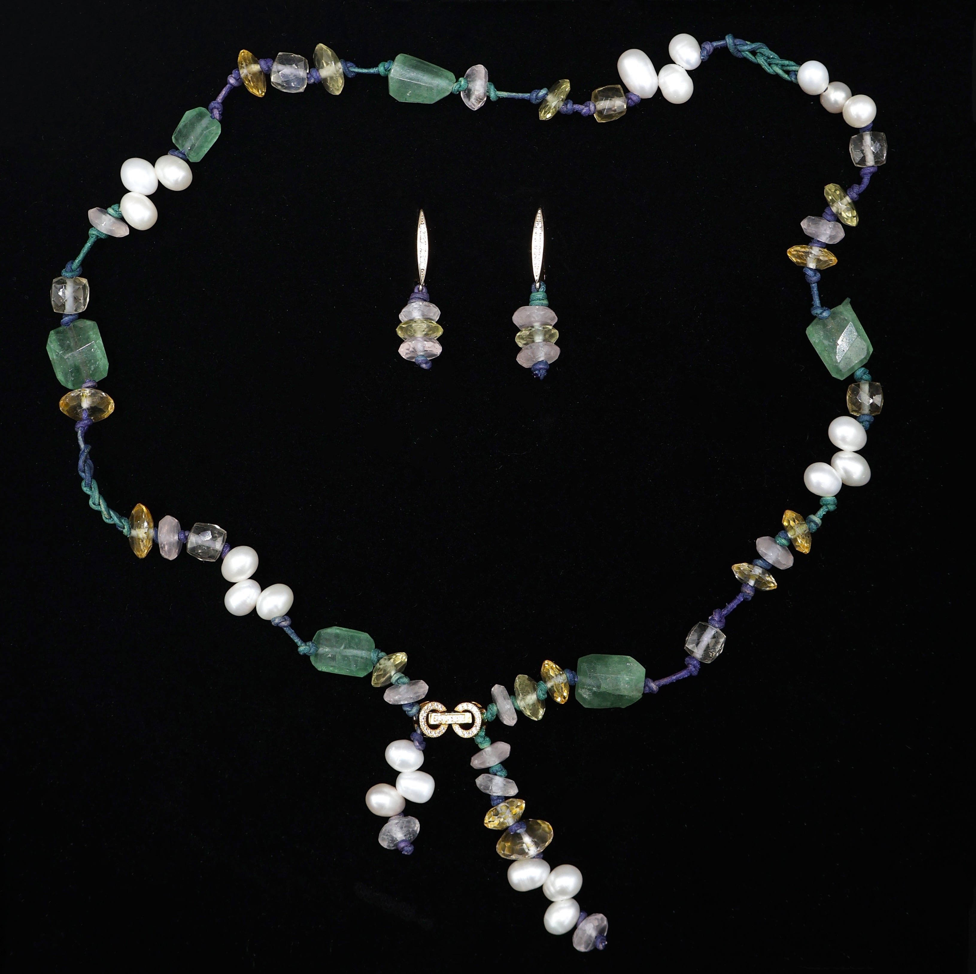 Pendientes Regis Conjunto Cuarzo Fresa Verde