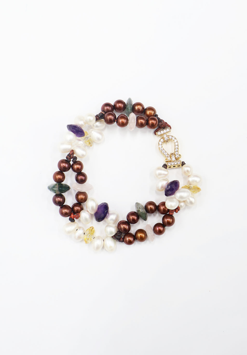 Pulsera Lira Perla Marrón