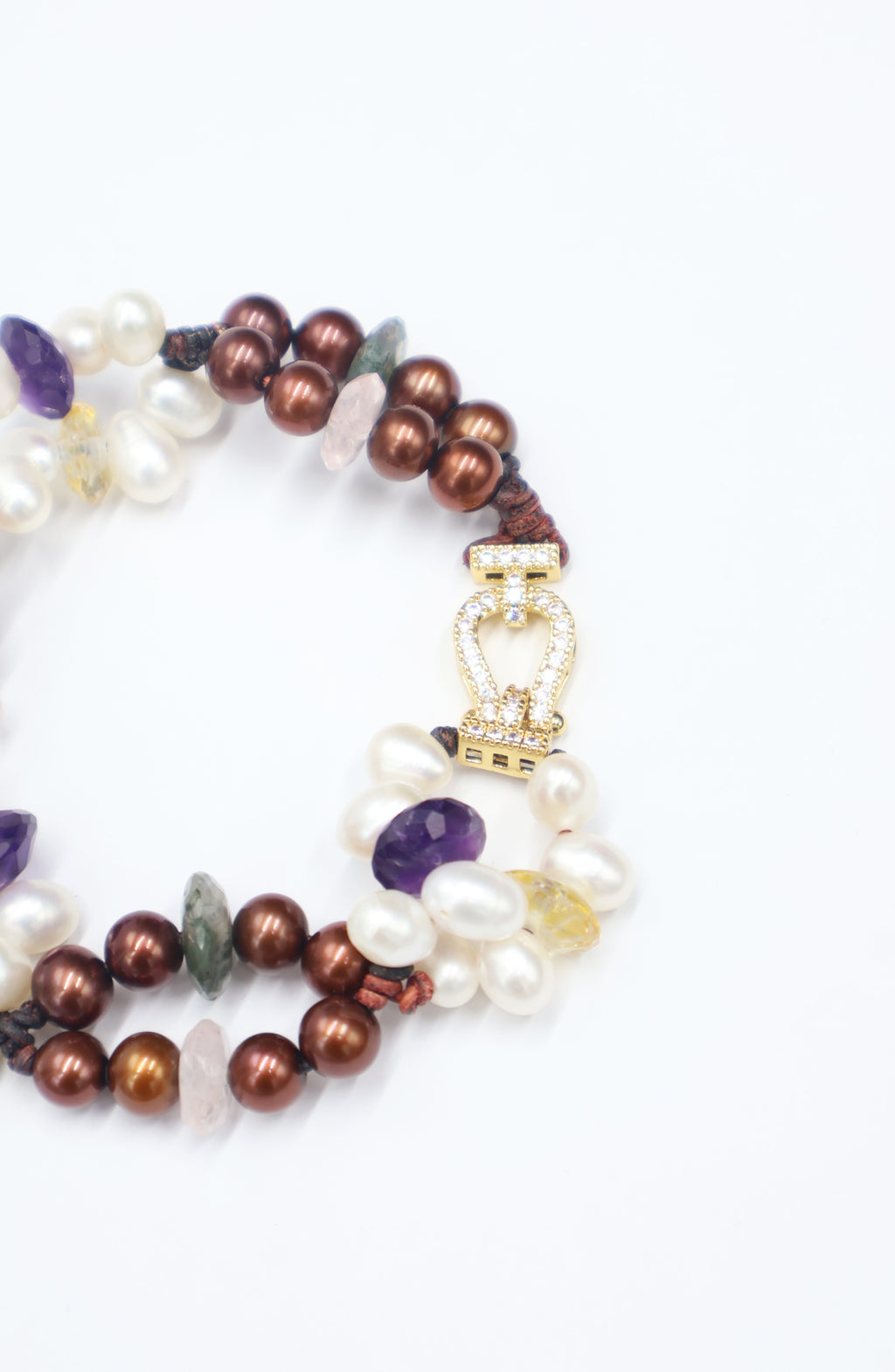 Pulsera Lira Perla Marrón