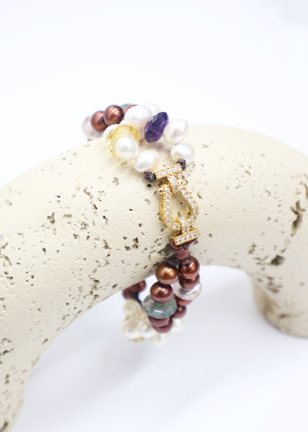 Pulsera Lira Perla Marrón