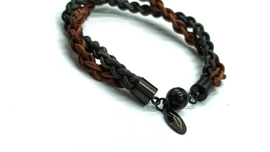 BALDER• Pulsera doble trenzado en cuero