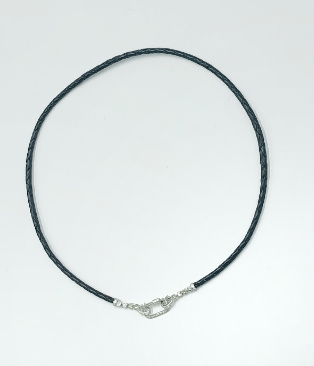 Aurelia• Collar cuero trenzado negro • Multiposición
