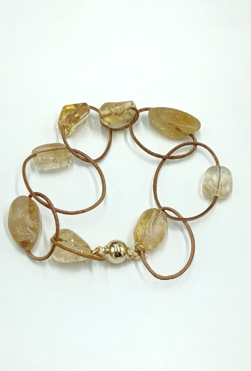 HALO de CITRINO • Pulsera en Cuero Natural
