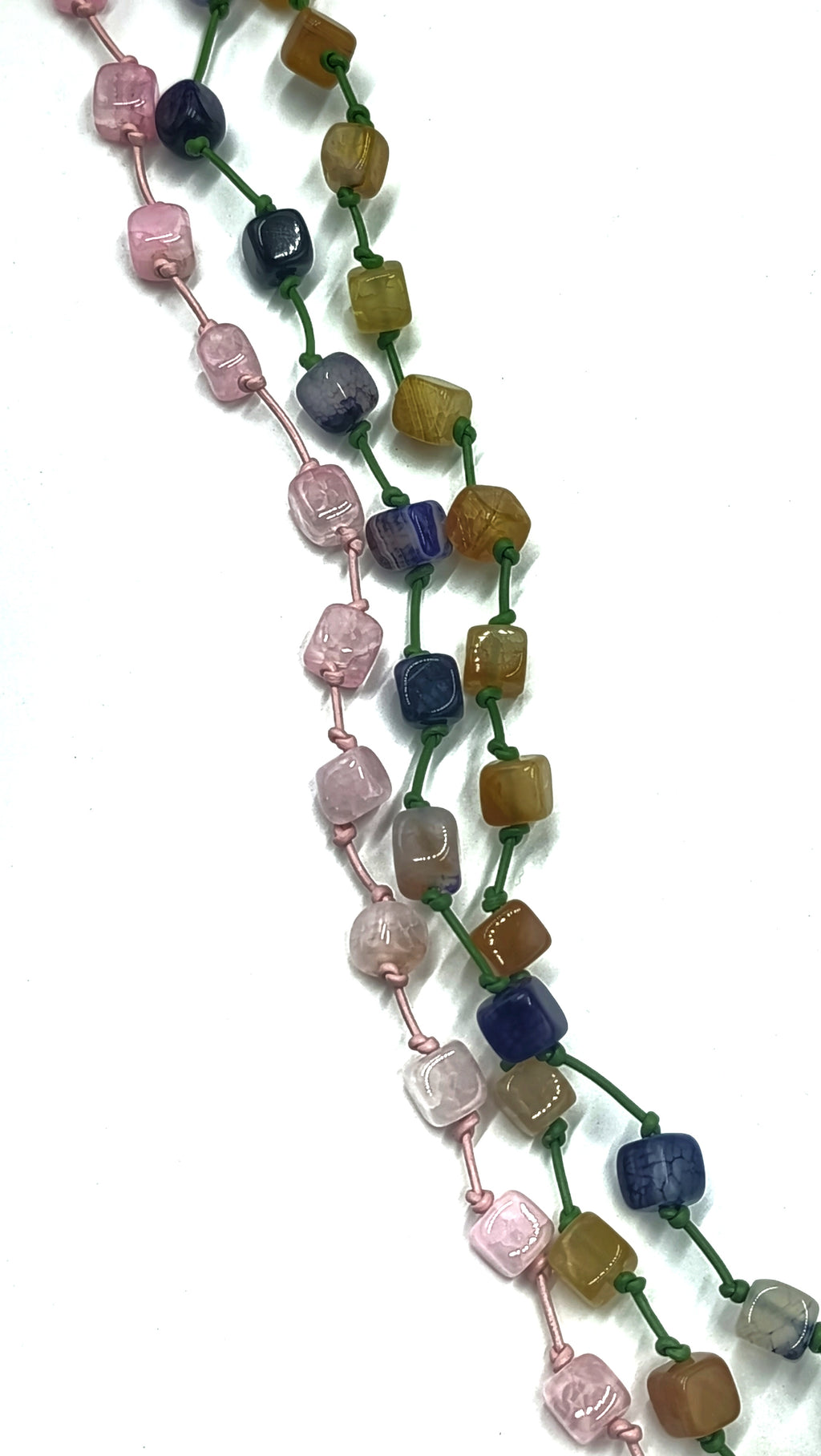 Gargantilla Ágata de 3 hilos • en Cuero de Color • Piedras Coloreadas