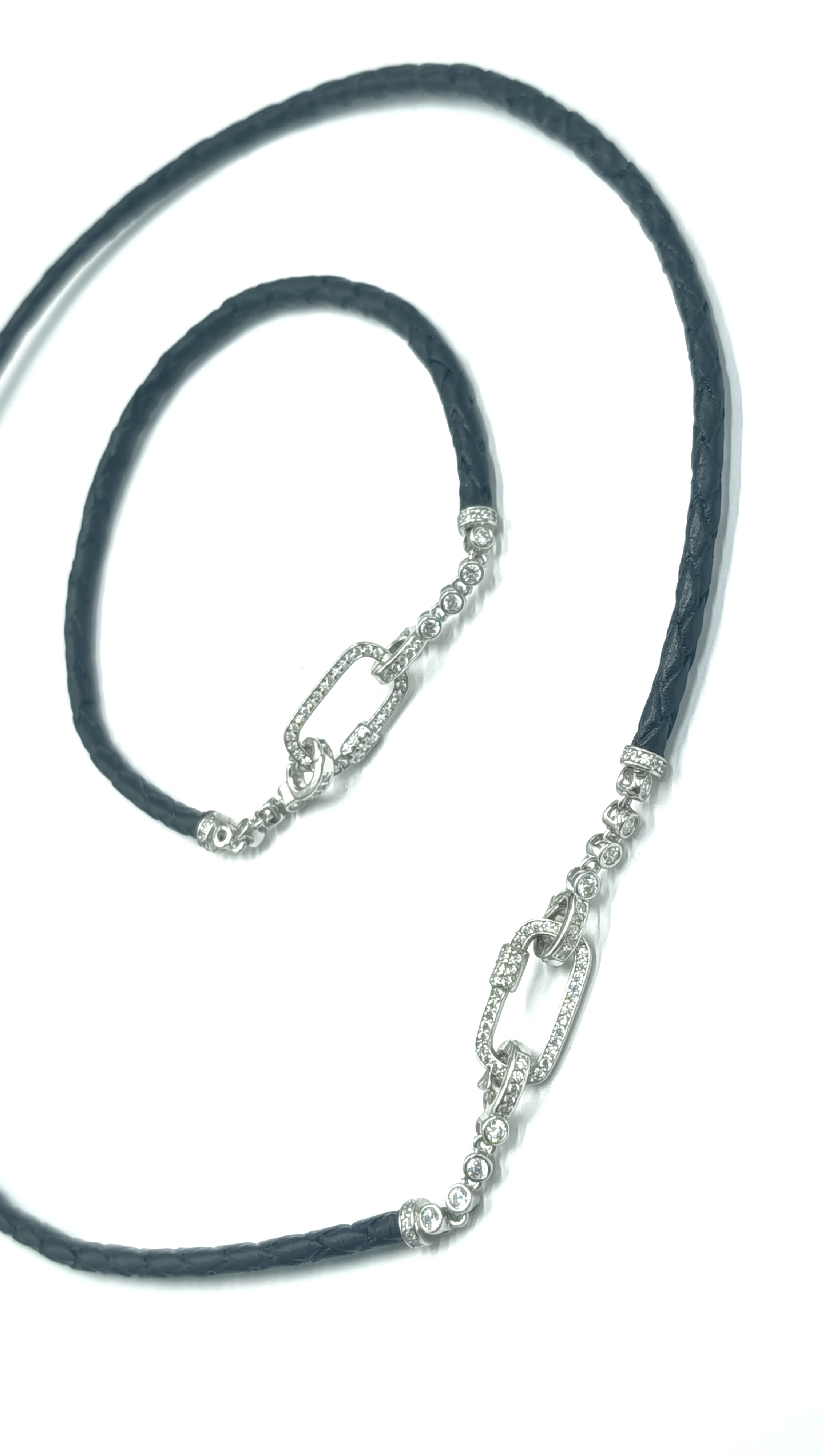 Aurelia• Collar cuero trenzado negro • Multiposición