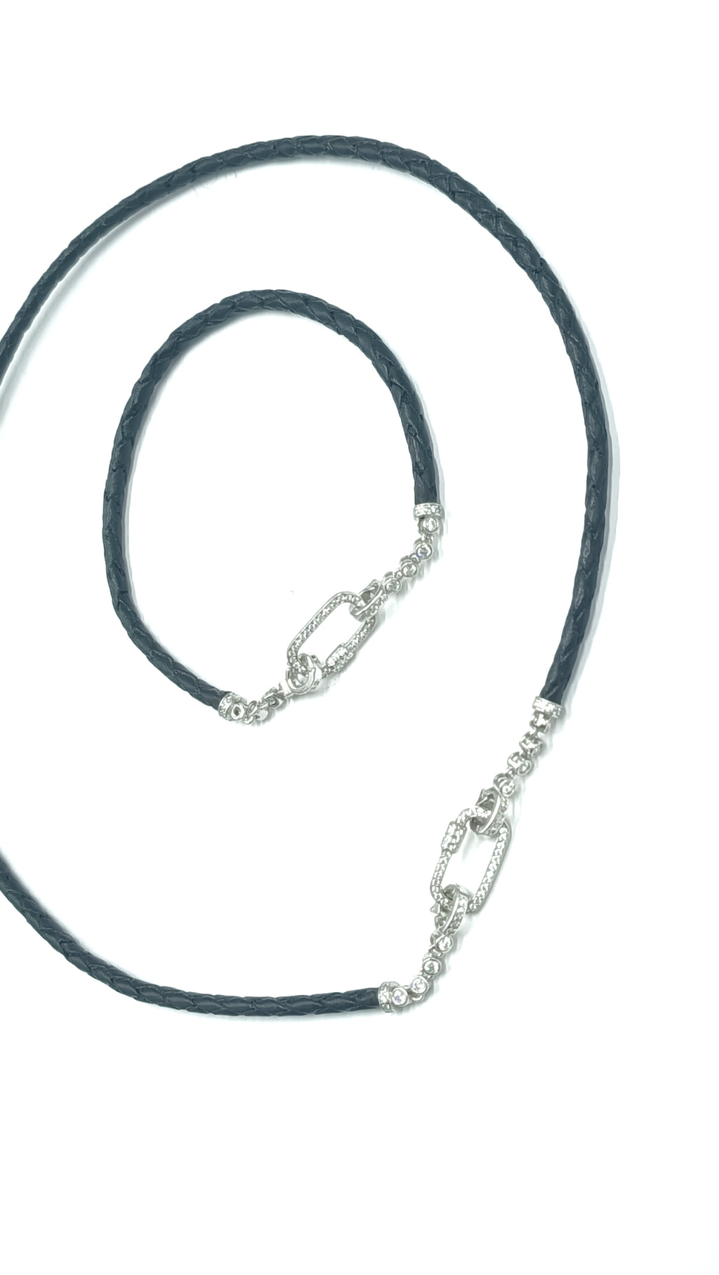 Aurelia• Collar cuero trenzado negro • Multiposición