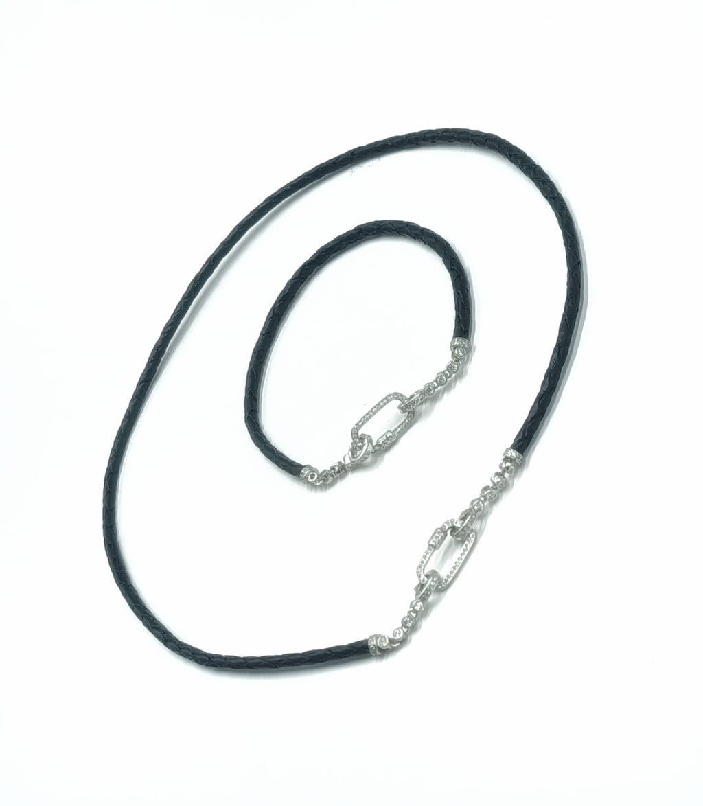 Aurelia• Collar cuero trenzado negro • Multiposición