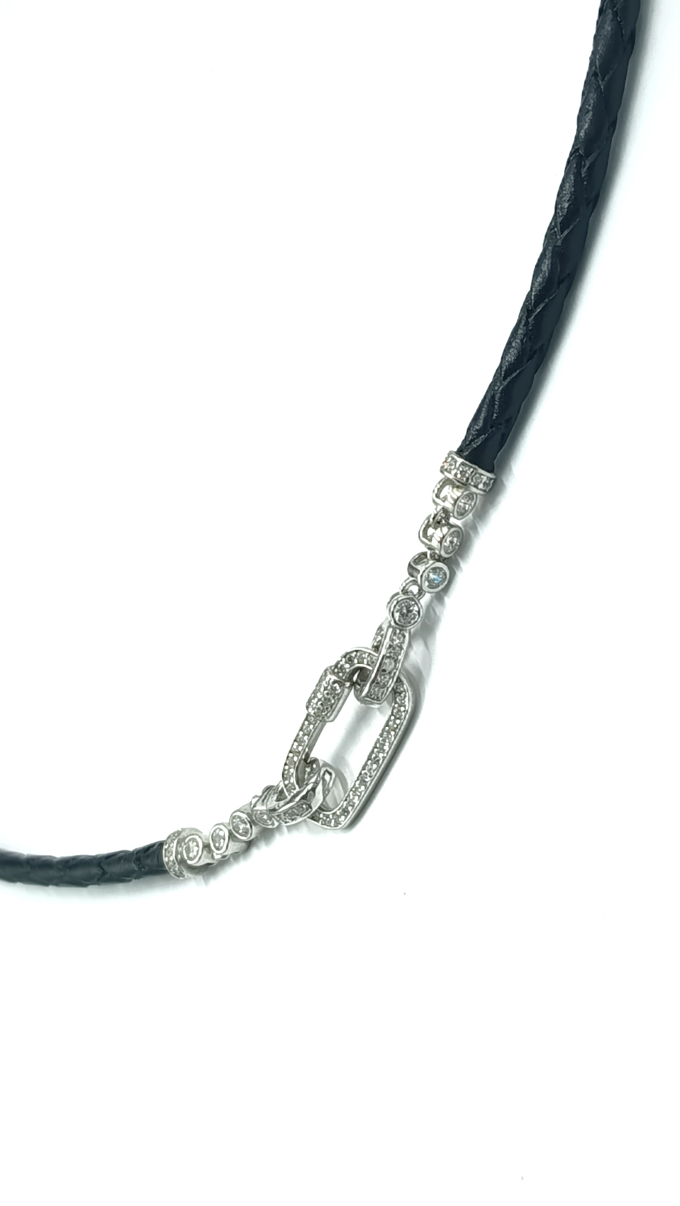 Aurelia• Collar cuero trenzado negro • Multiposición