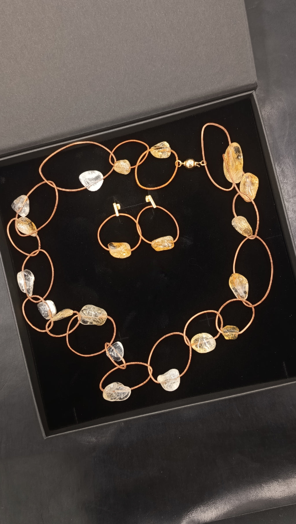 HALO de CITRINO • Collar en Cuero Natural