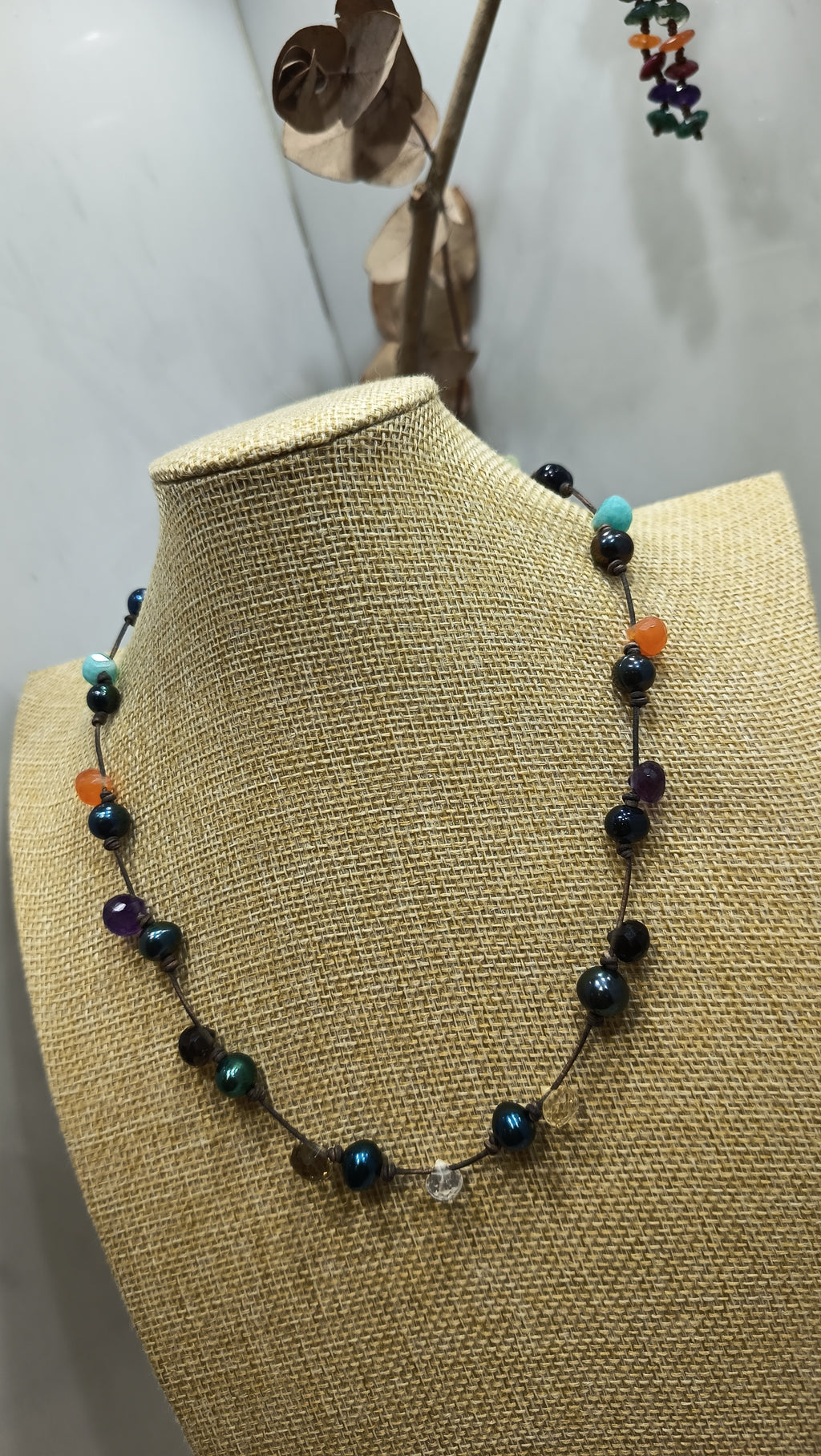 Trupo en Perla VerdeAzul •mezcla en CUERO Negro