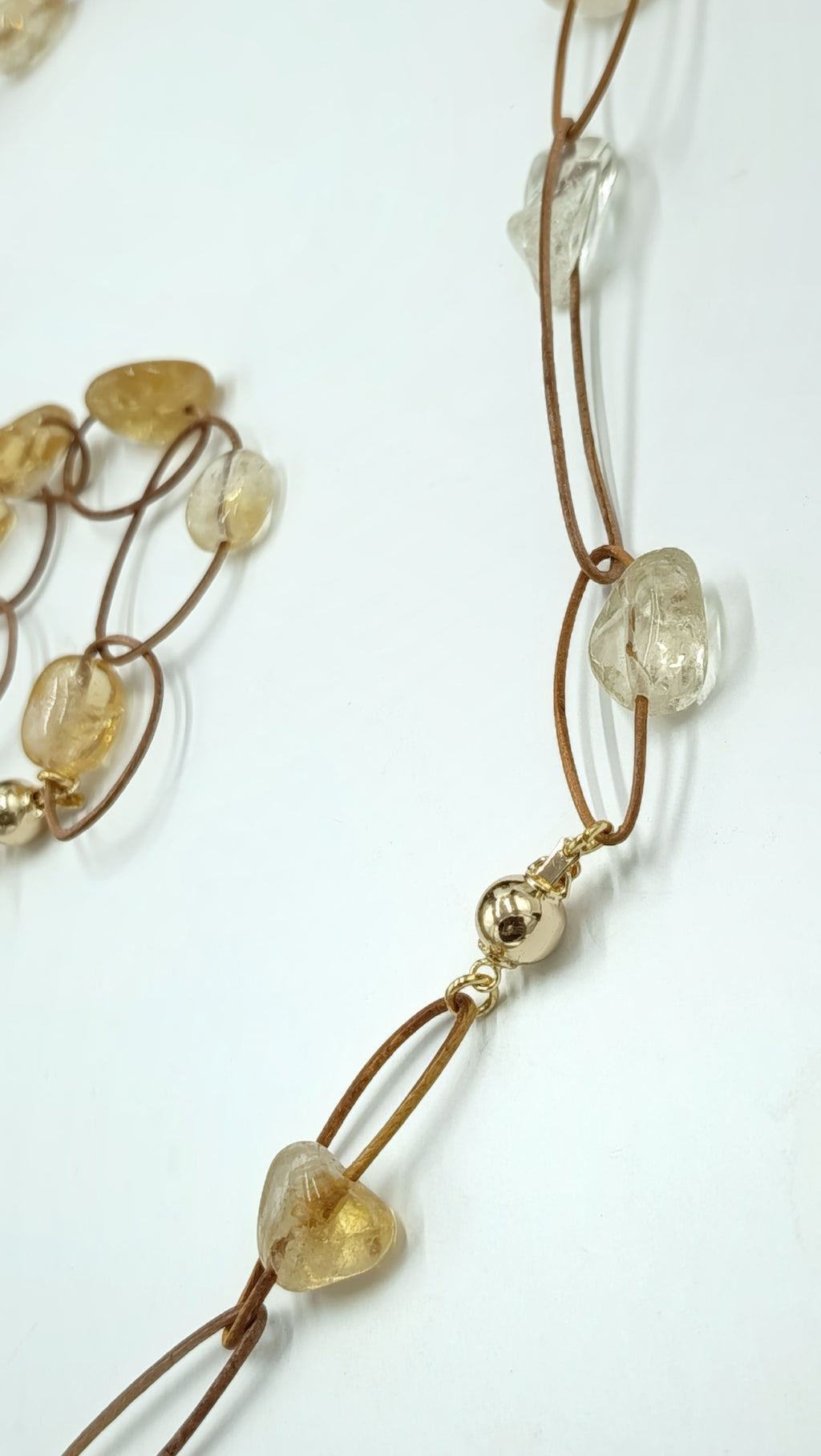 HALO de CITRINO • Pulsera en Cuero Natural