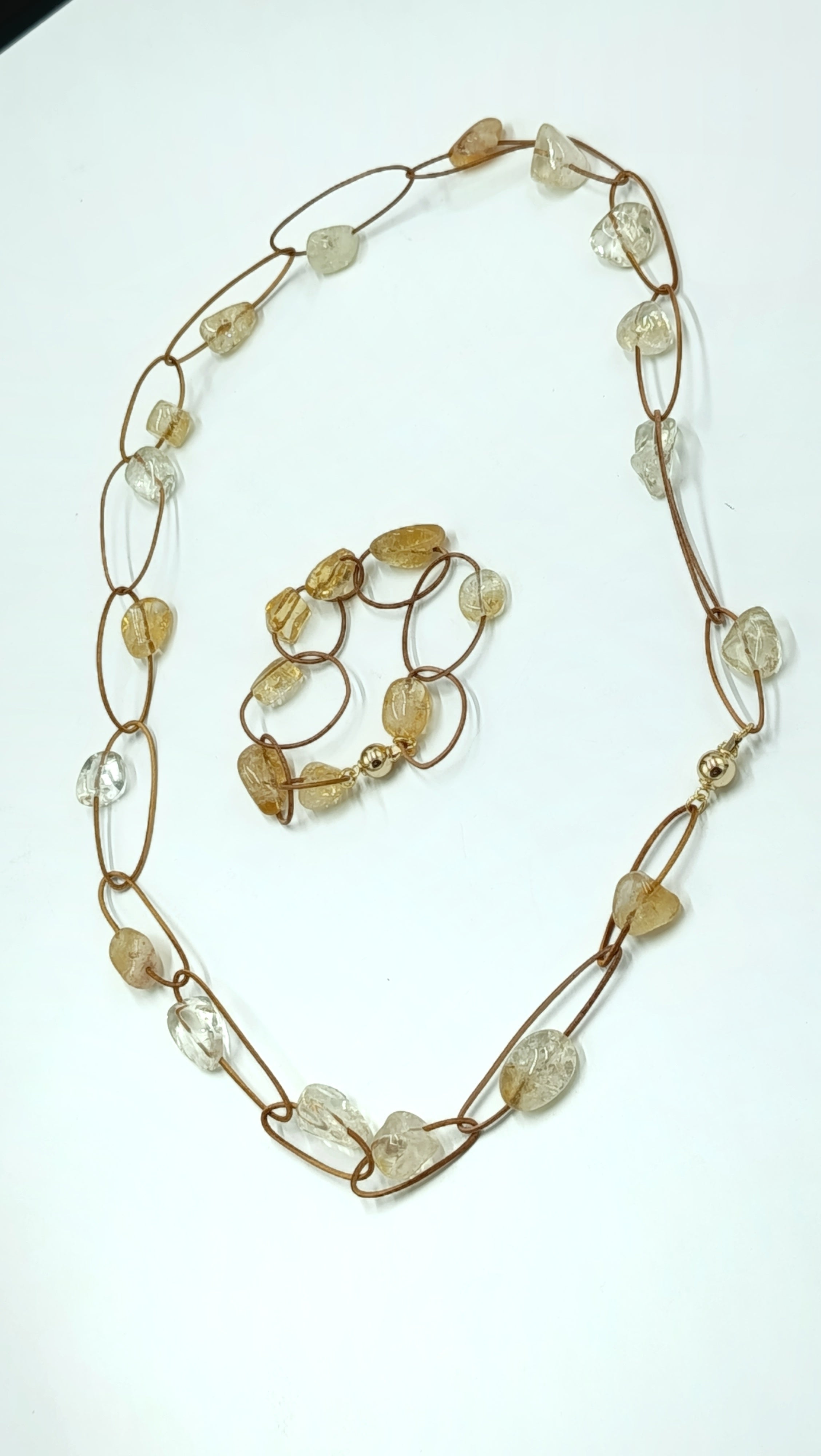 HALO de CITRINO • Pulsera en Cuero Natural