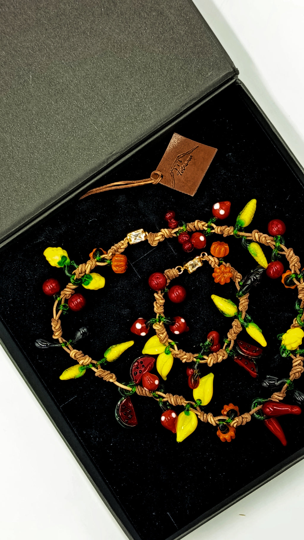 Pulsera Frutero de cristal • en Cuero Natural