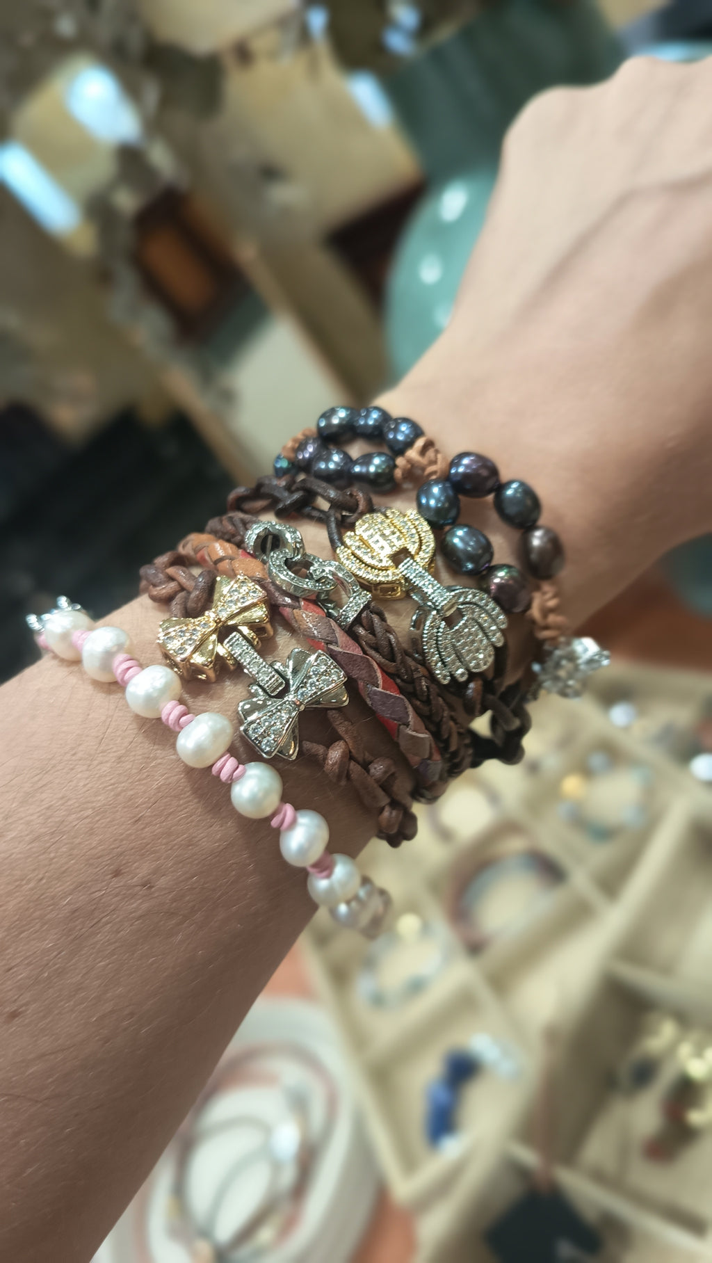 FLOR de LOTO PULSERA en trenzado Hermes