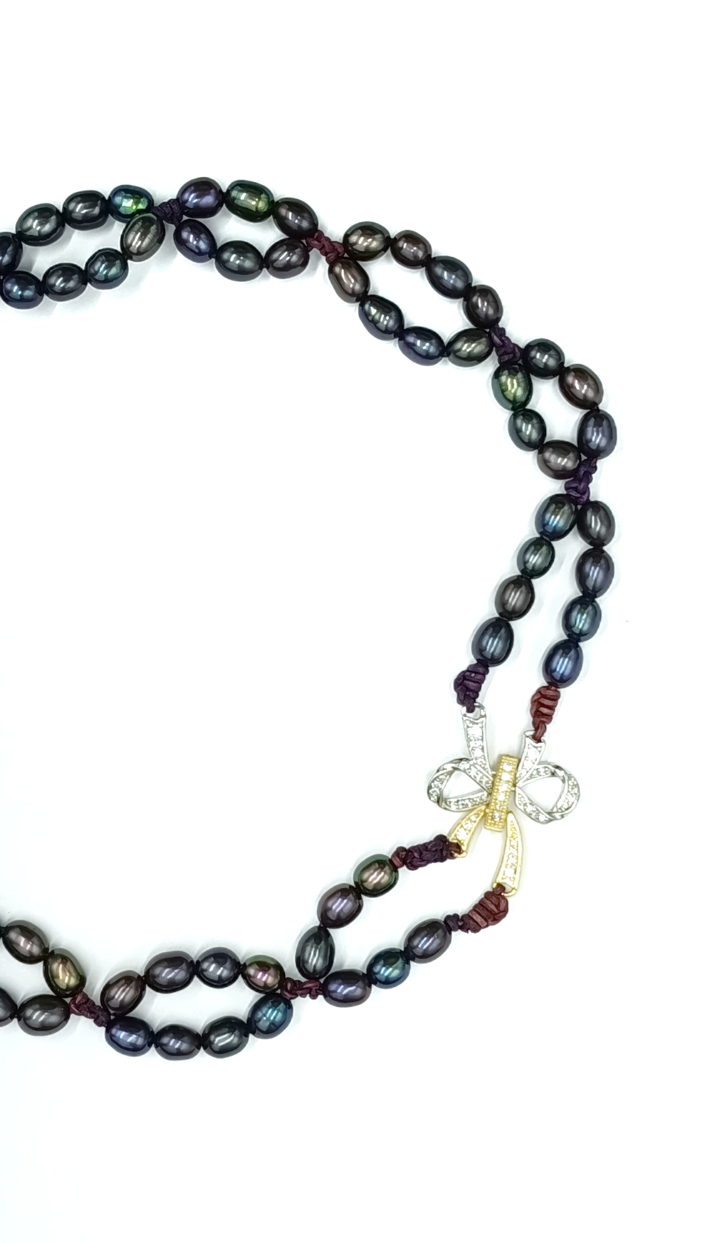 Choker Lady en Perla Arcoíris• en cuero púrpura