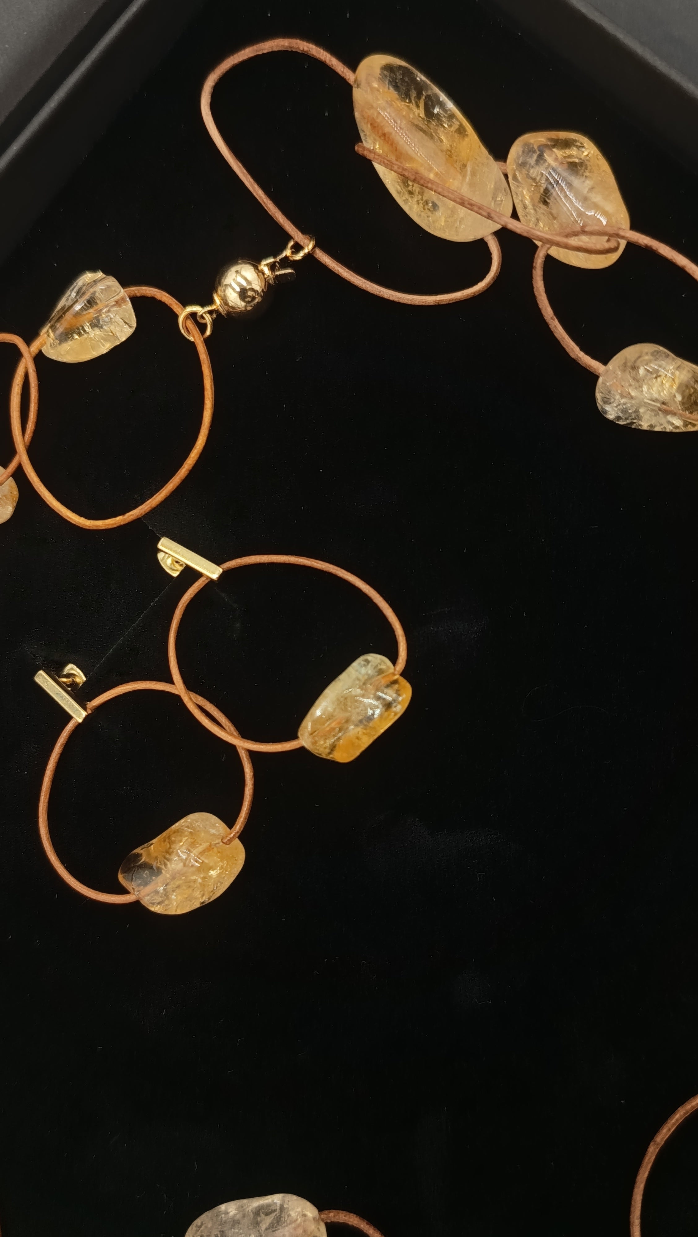 HALO de CITRINO • Collar en Cuero Natural