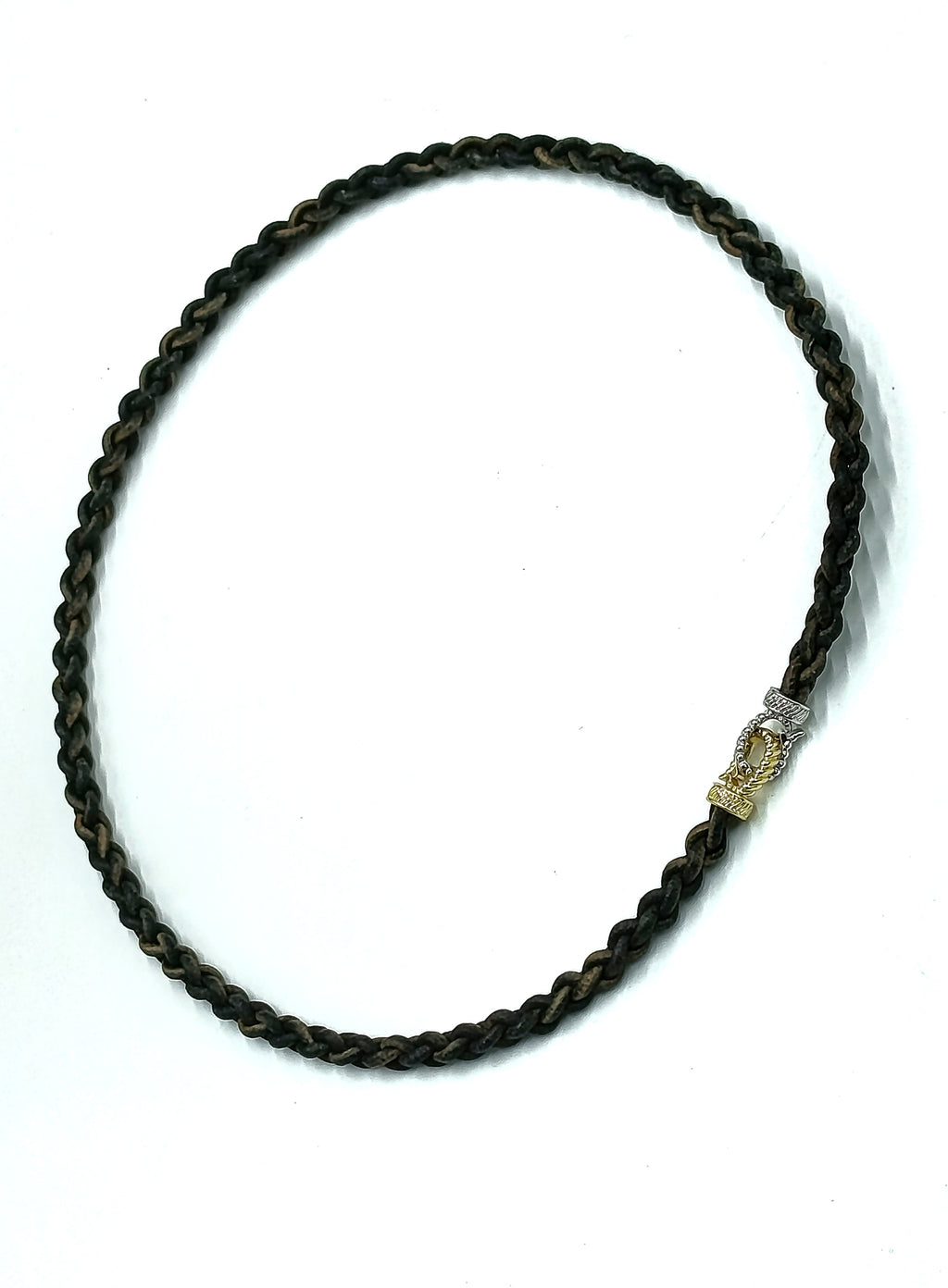 NIKE• Collar 80cm cuero trenzado Natural