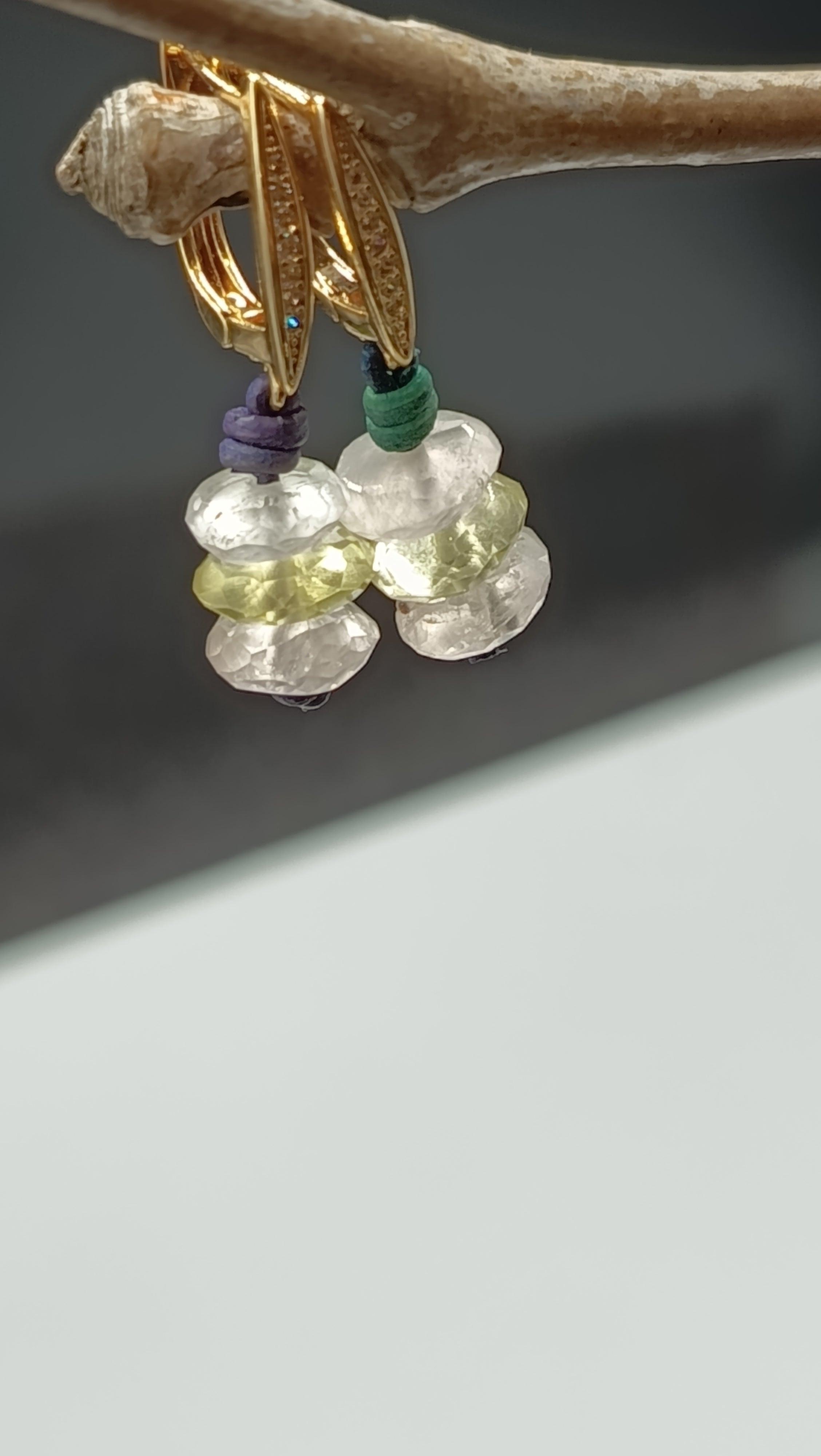 Pendientes Regis Conjunto Cuarzo Fresa Verde