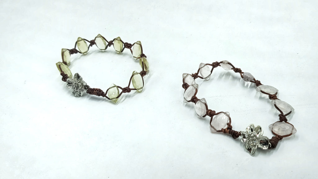Pulsera Hécate •Cuarzo Limón en Cuero tintado natural•múltiples opciones