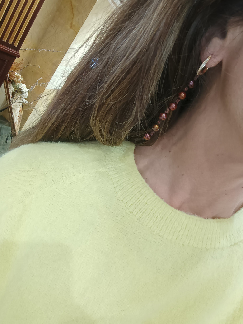 Afrodita Pendientes • Perla Marrón