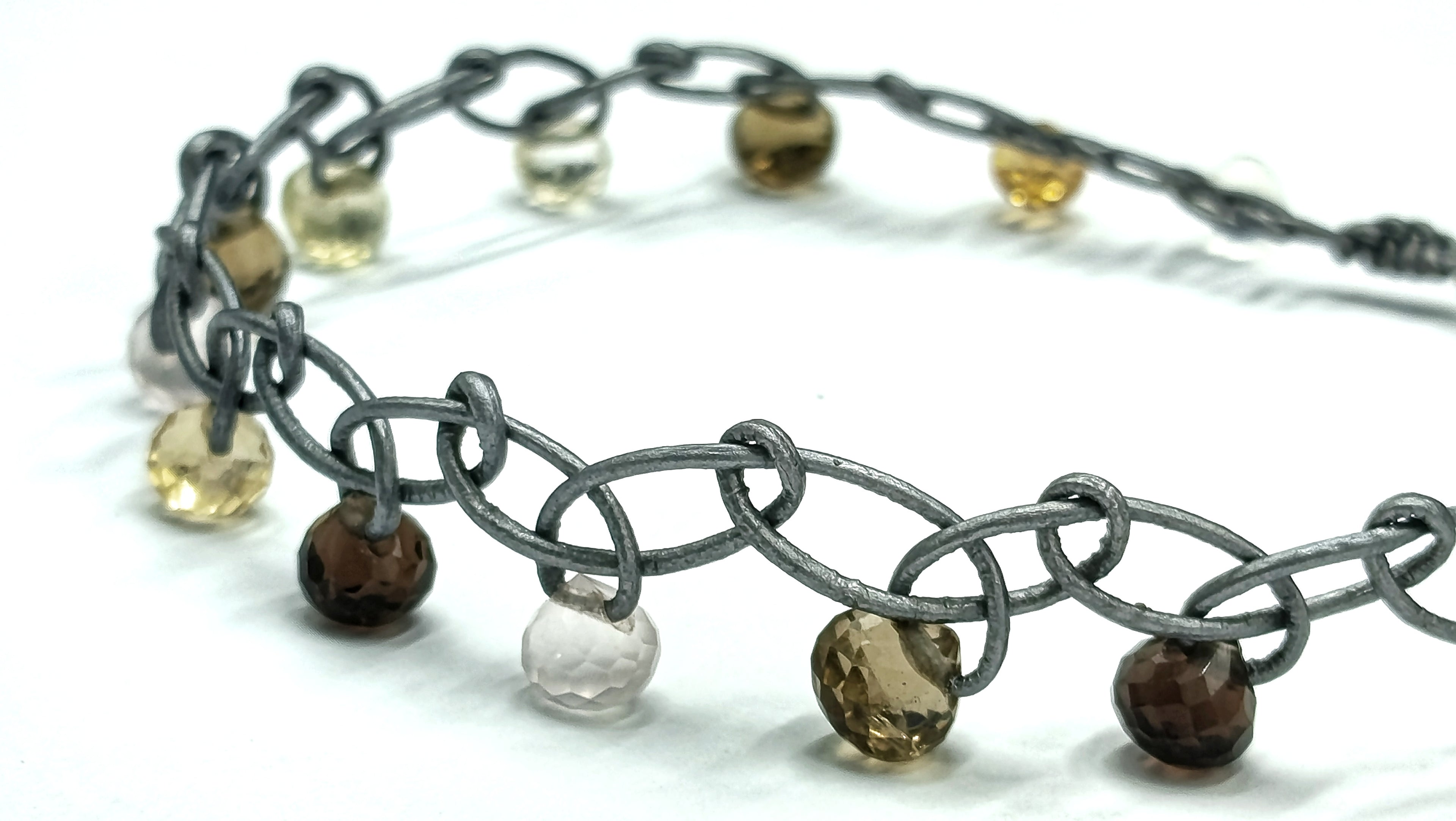 Collar LYS de Piedras Ahumadas en cuero sin metal