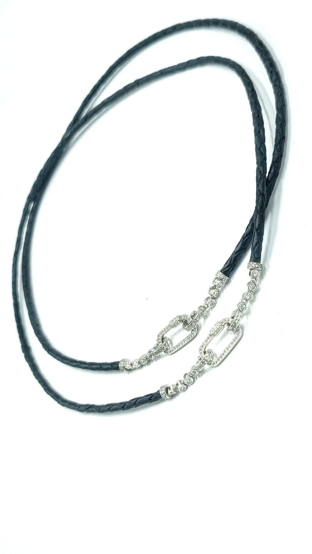 Aurelia• Collar cuero trenzado negro • Multiposición