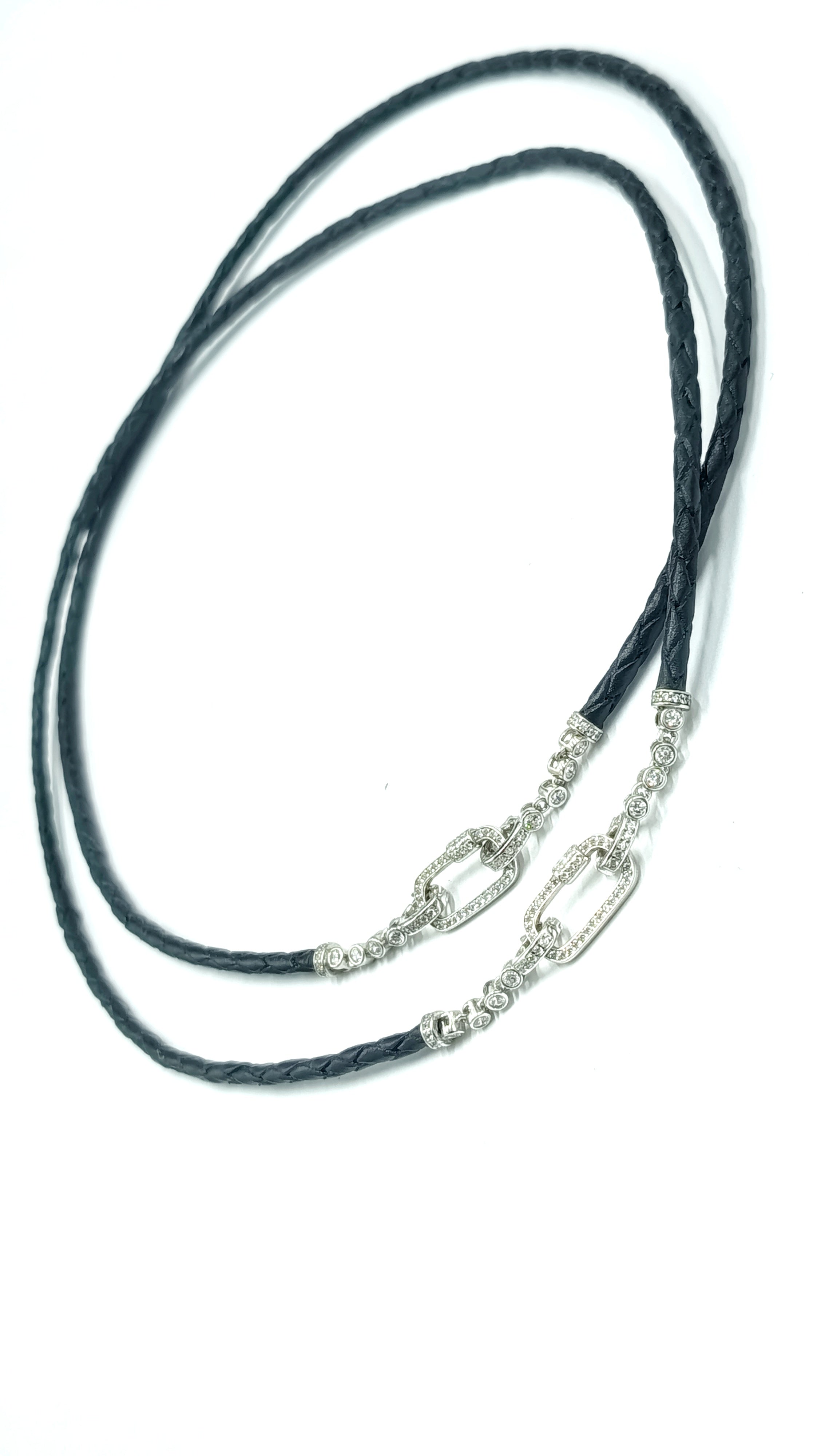 Aurelia• Collar cuero trenzado negro • Multiposición