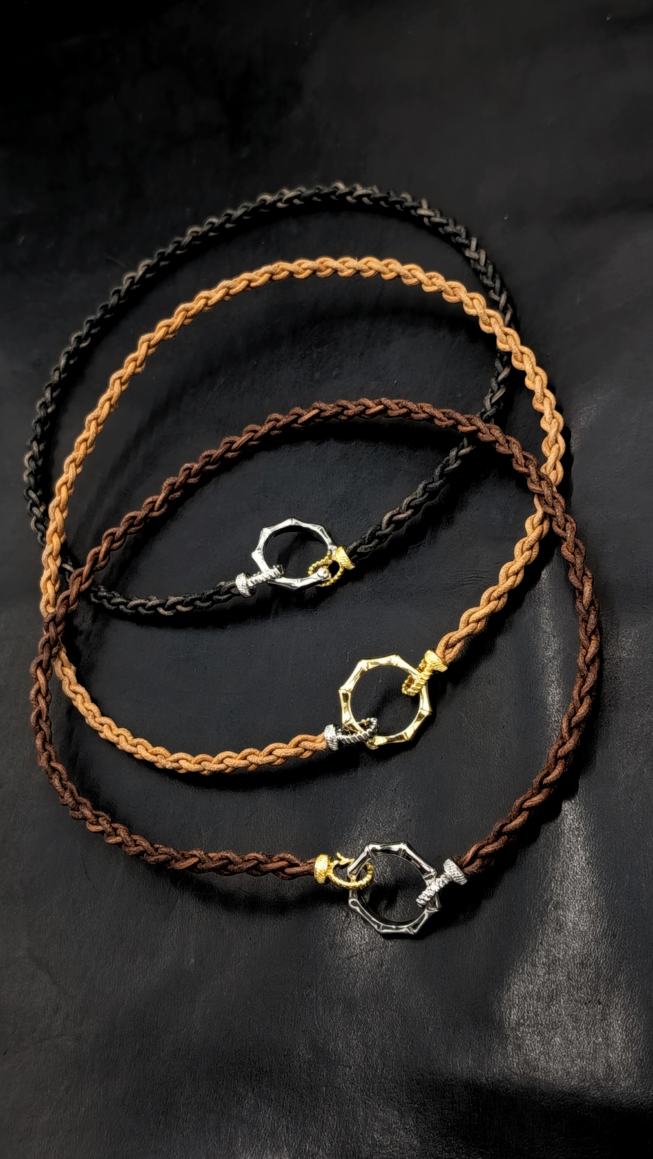 BAMBOO enlace · GARGANTILLA Cierre MULTIPOSICIÓN · Trenzado NIKE en Cuero 40CM