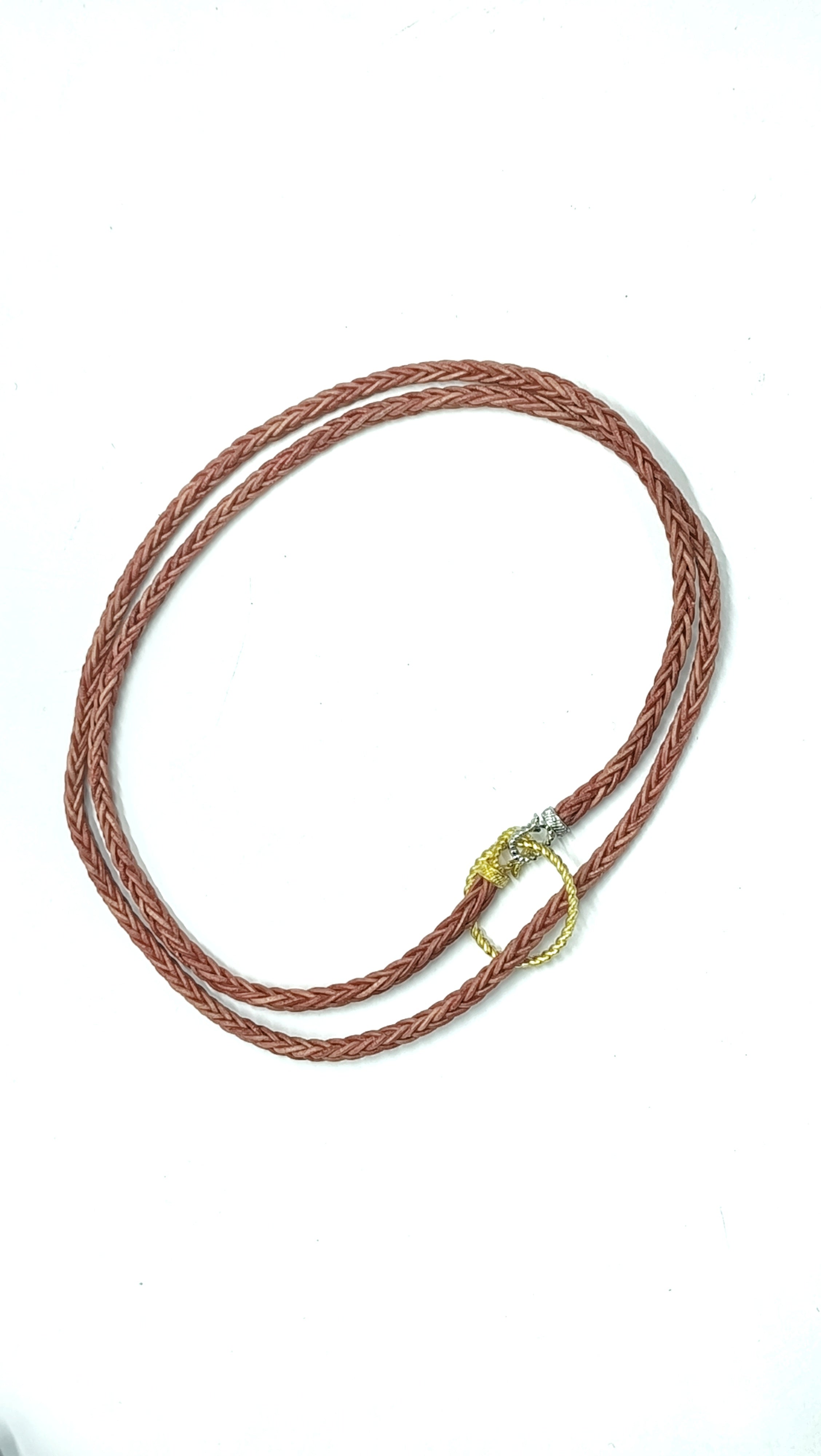 ATLAS • Collar 80cm trenzado en cuero natural•Multiposición• Rojo Envejecido