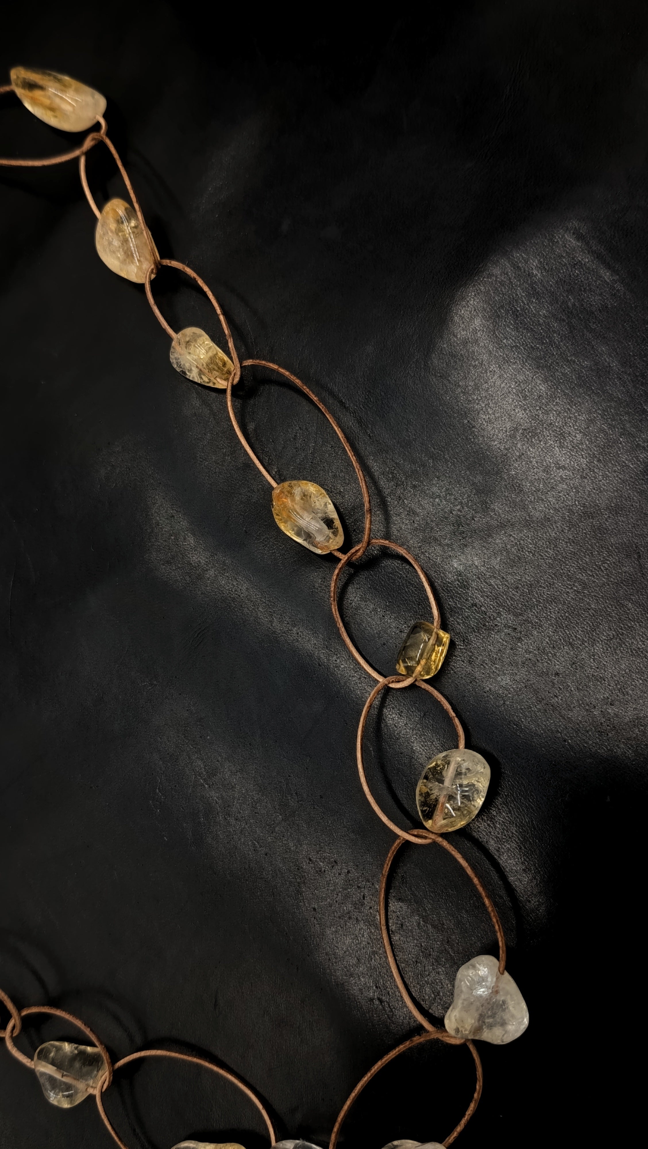 HALO de CITRINO • Collar en Cuero Natural
