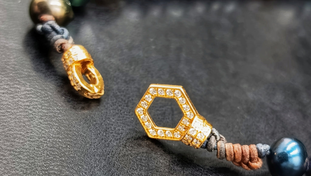 Collar Ahumado en Perla Verde/Azul